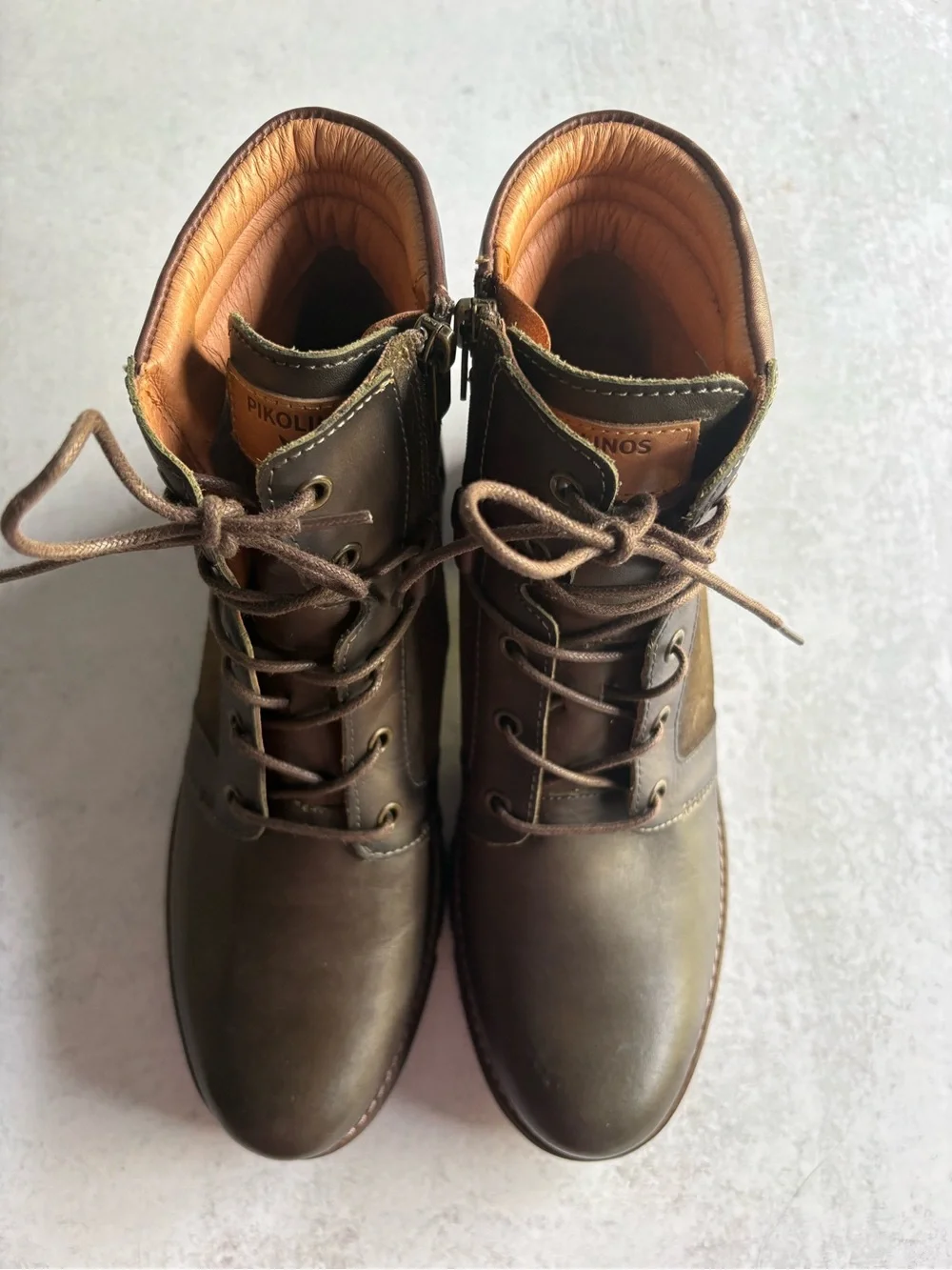 NEW ~PIKOLINOS~ San Sebastia Lace Up Ankle Boot Leather Forest Size 40 US 9-9.5